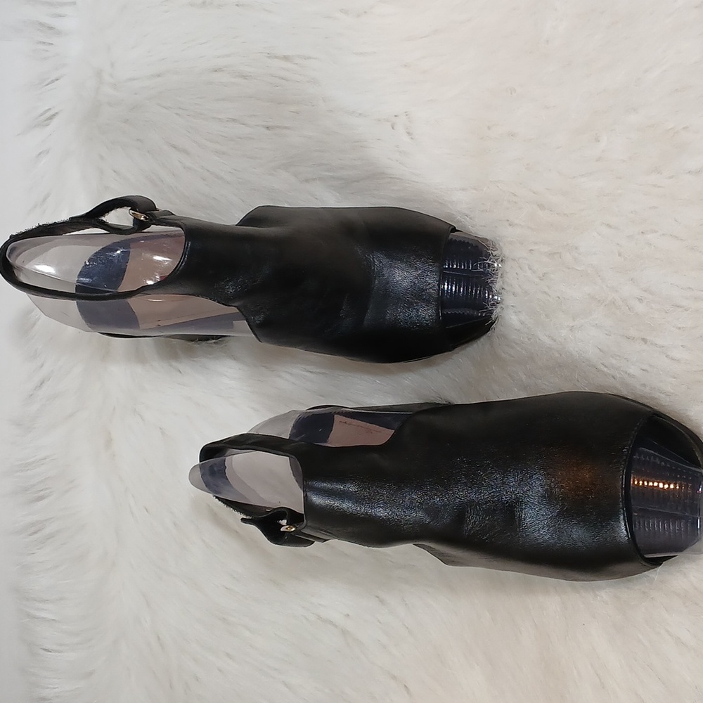 Prada Linea Rossa Nappa Black Peep Toe Heels Sz 38 - Picture 3 of 16